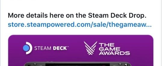 Valve将在TGA 2022直播期间每分钟送出一台Steam Deck